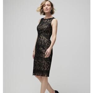 White House Black Market Black Illusion Neck Lace Sheath Dress Size 2 NWT